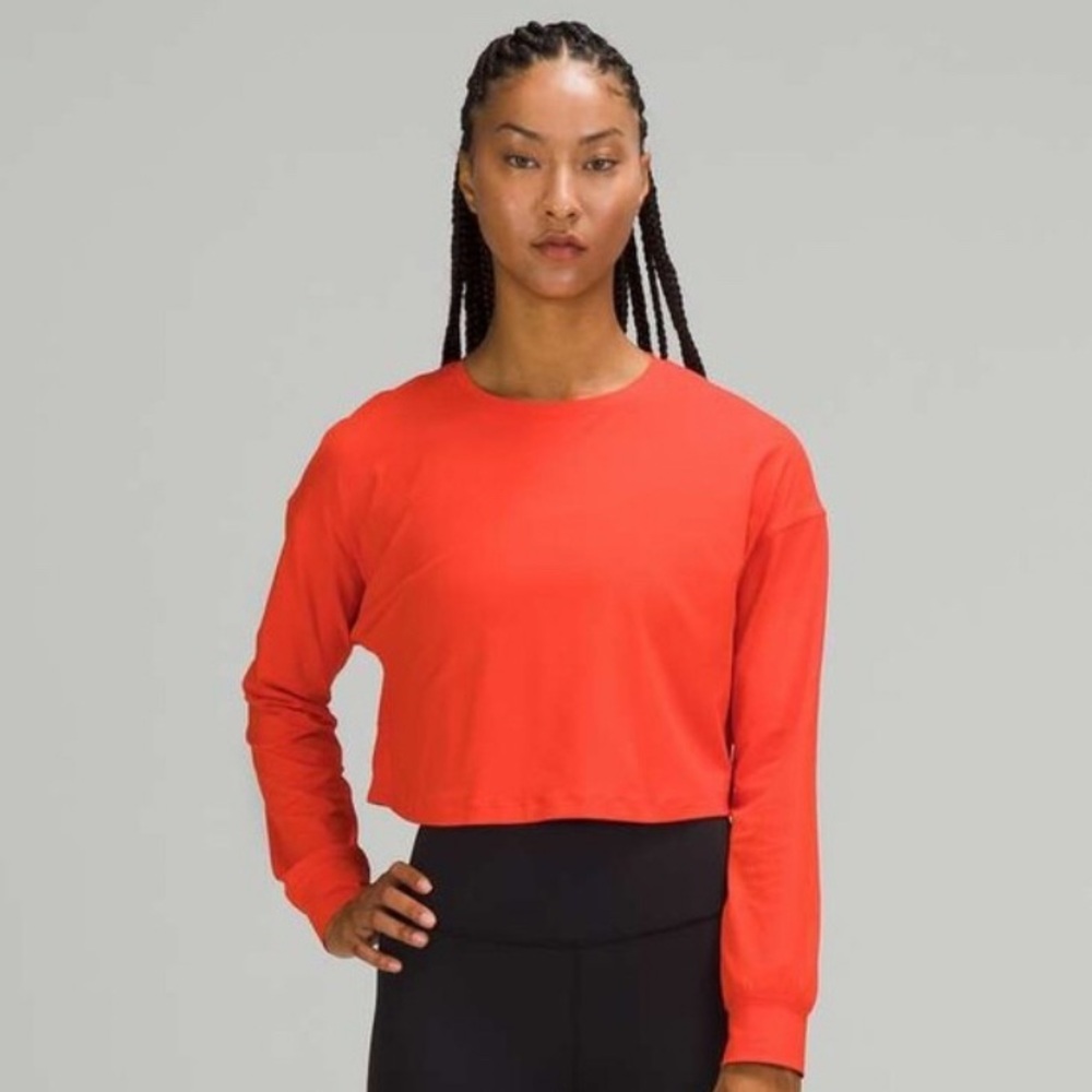 Lululemon Athletica Red Boxy Cropped Sweatshirt